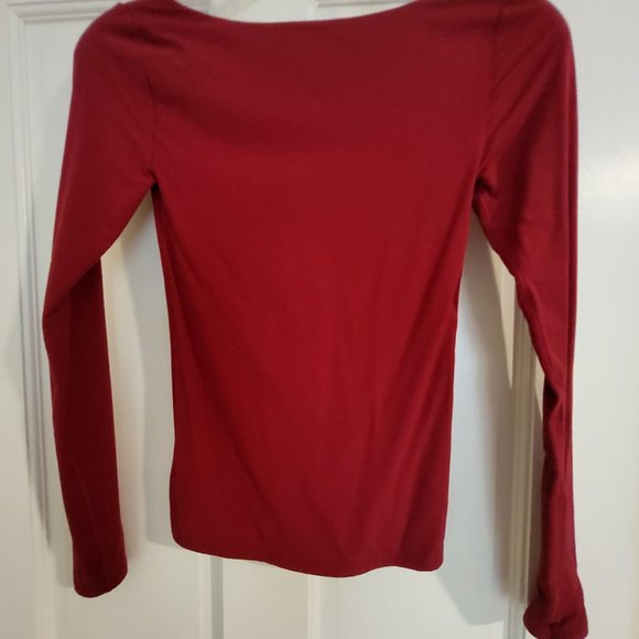 WHBM FORME Long-Sleeve Dual Neck Tee XXS in Indulgent Red - Picture 5 of 5